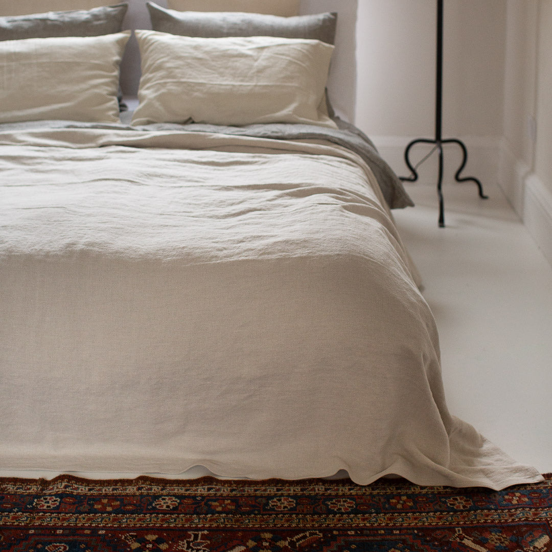 HEAVY WASHED BELGIAN LINEN THROW IN ECRU Ellei Home
