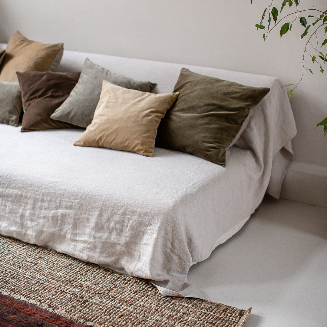 HEAVY WASHED BELGIAN LINEN THROW IN ECRU Ellei Home