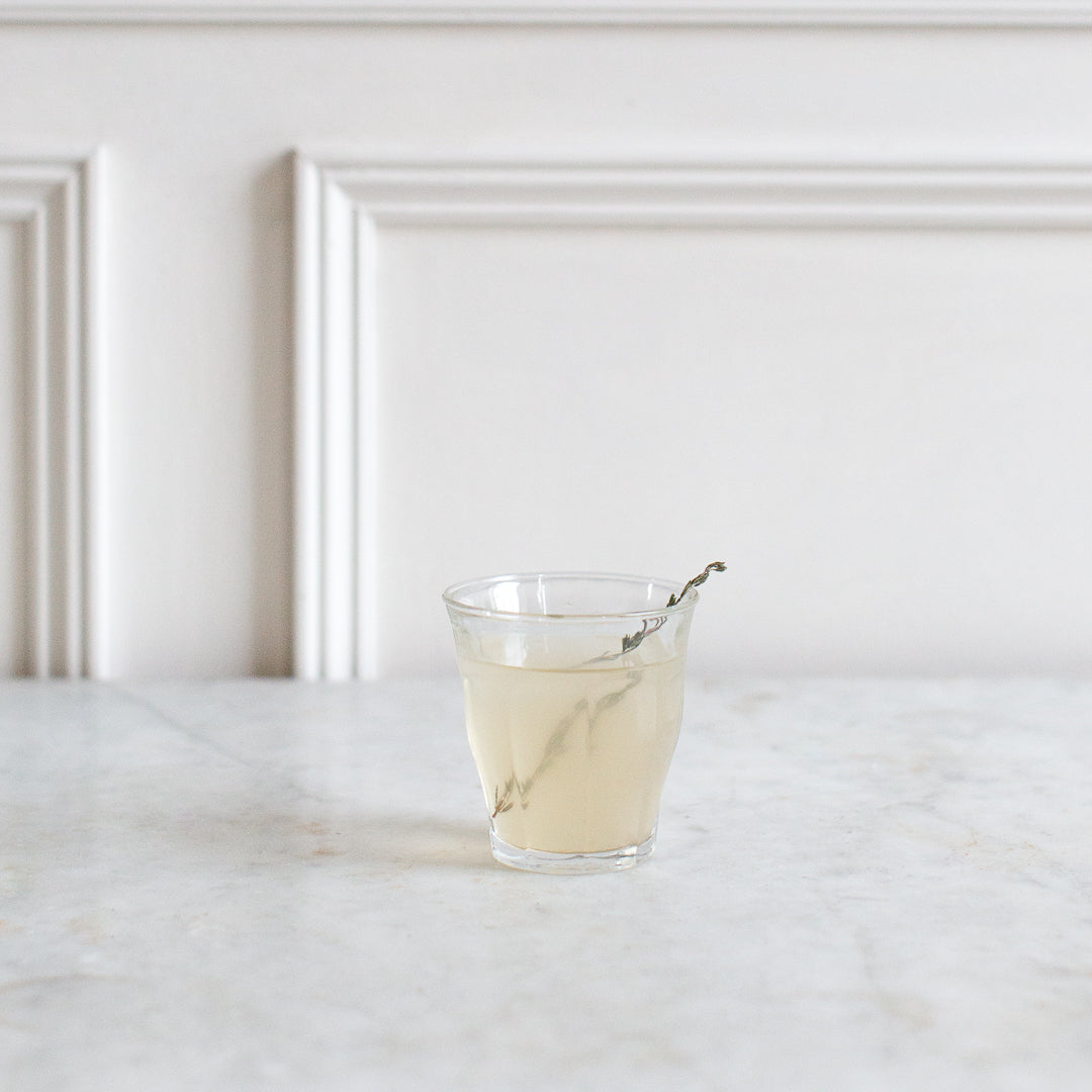 Glass of water in french store