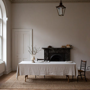 Ex-Prop HEAVY WASHED BELGIAN LINEN TABLECLOTH IN ECRU