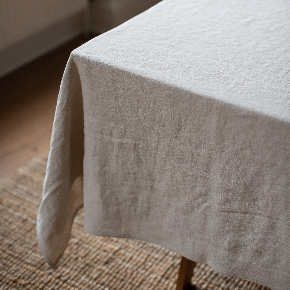 Ex-Prop HEAVY WASHED BELGIAN LINEN TABLECLOTH IN ECRU