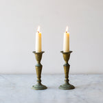 Vintage Brass Candle Holders with Verdigris Patina