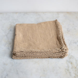 HANDMADE HEAVY LINEN NAPKIN SET IN Hay