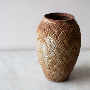 Vintage Cast Iron Decorative Palmette Vase