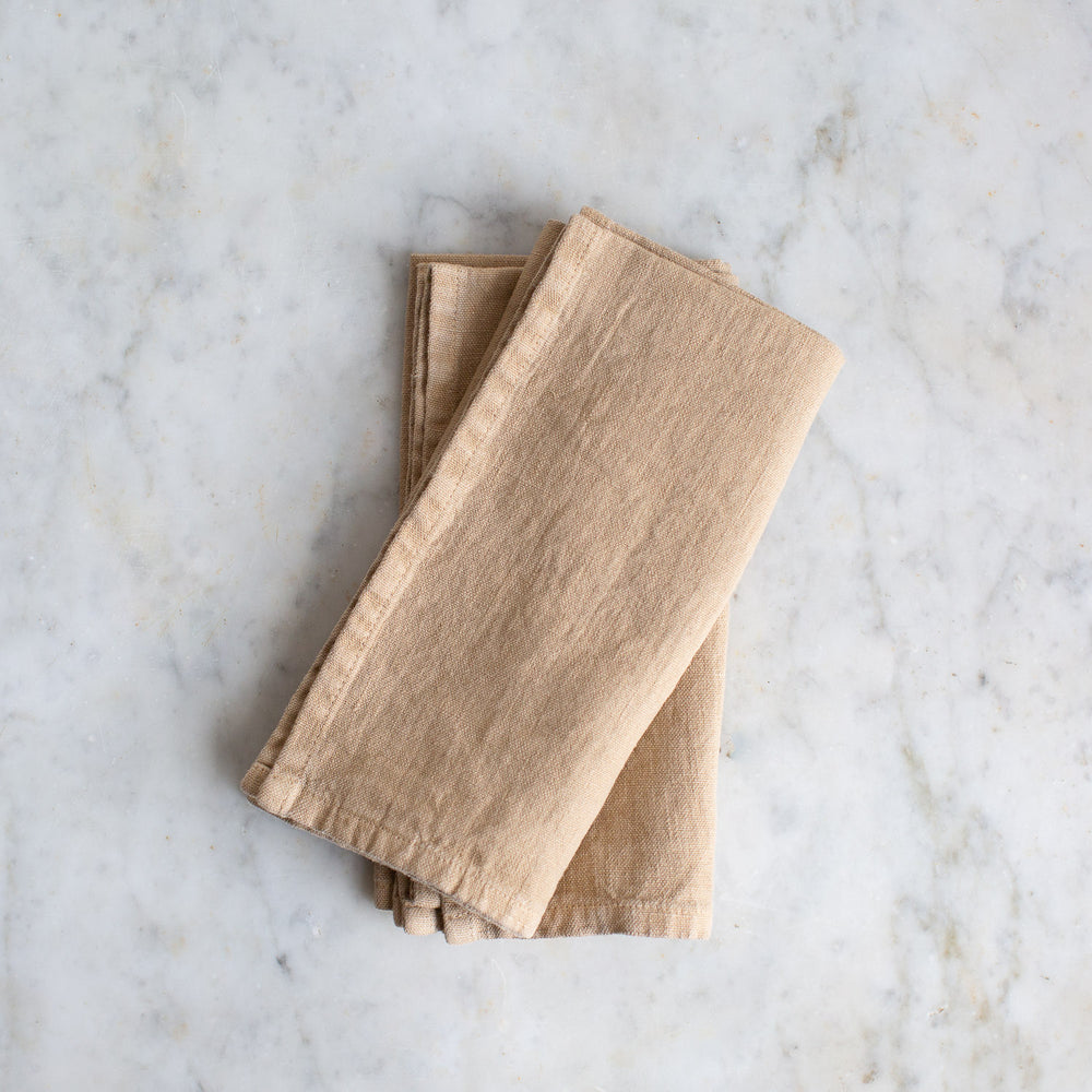 HANDMADE HEAVY LINEN NAPKIN SET IN Hay