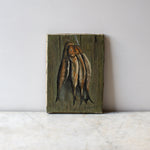 Vintage Oil on Canvas Painting of Fish