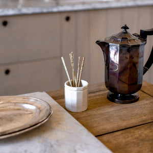 Small Vintage French Ironstone Utensil Holder