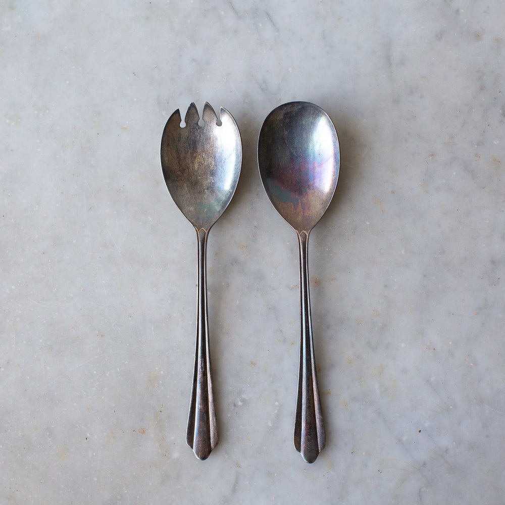 Vintage Decorative Serving Spoon and Fork Set 2