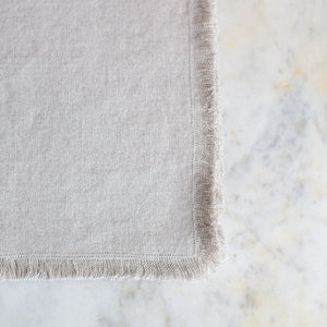 HANDMADE HEAVY FRINGED LINEN NAPKIN SET IN NATURAL