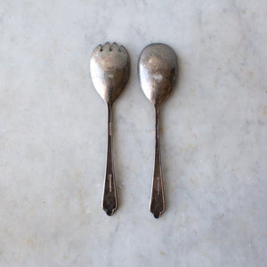 Vintage Decorative Serving Spoon and Fork Set 2
