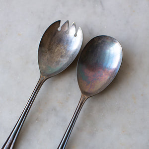 Vintage Decorative Serving Spoon and Fork Set 2