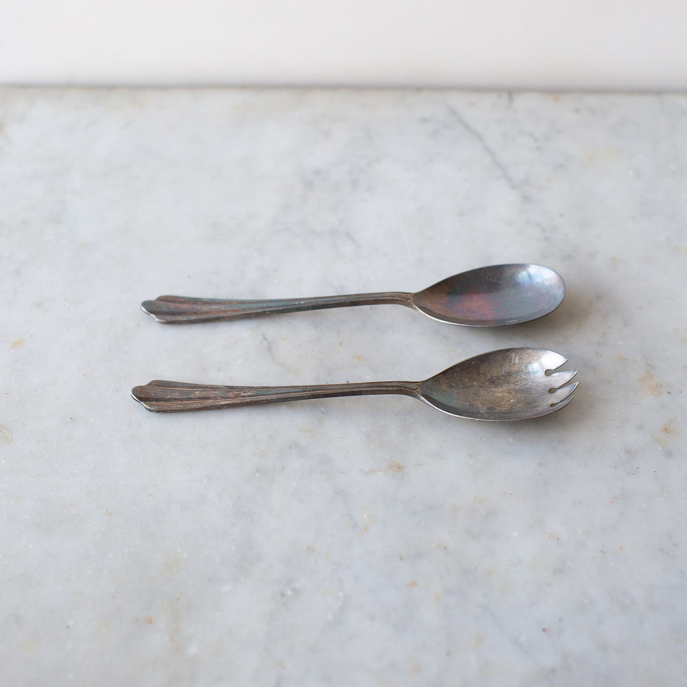 Vintage Decorative Serving Spoon and Fork Set 2