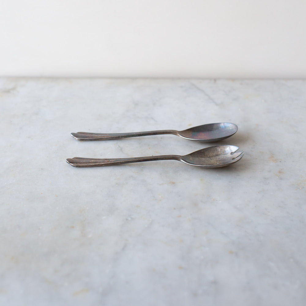 Vintage Decorative Serving Spoon and Fork Set 2