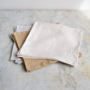 HANDMADE COCKTAIL LINEN NAPKIN SET IN WARM WHITE