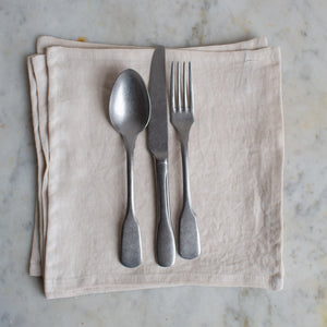 HANDMADE COCKTAIL LINEN NAPKIN SET IN WARM WHITE