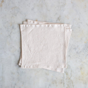 HANDMADE COCKTAIL LINEN NAPKIN SET IN WARM WHITE