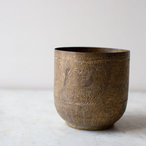 Antique Indian Brass Flower Pot