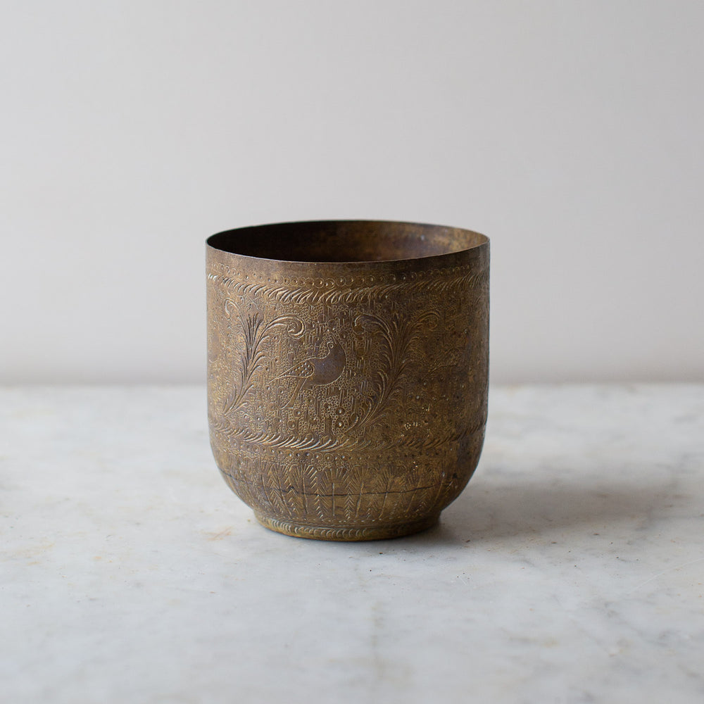 Antique Indian Brass Flower Pot