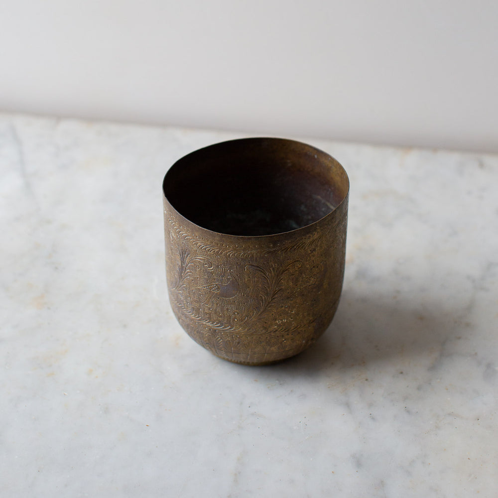 Antique Indian Brass Flower Pot