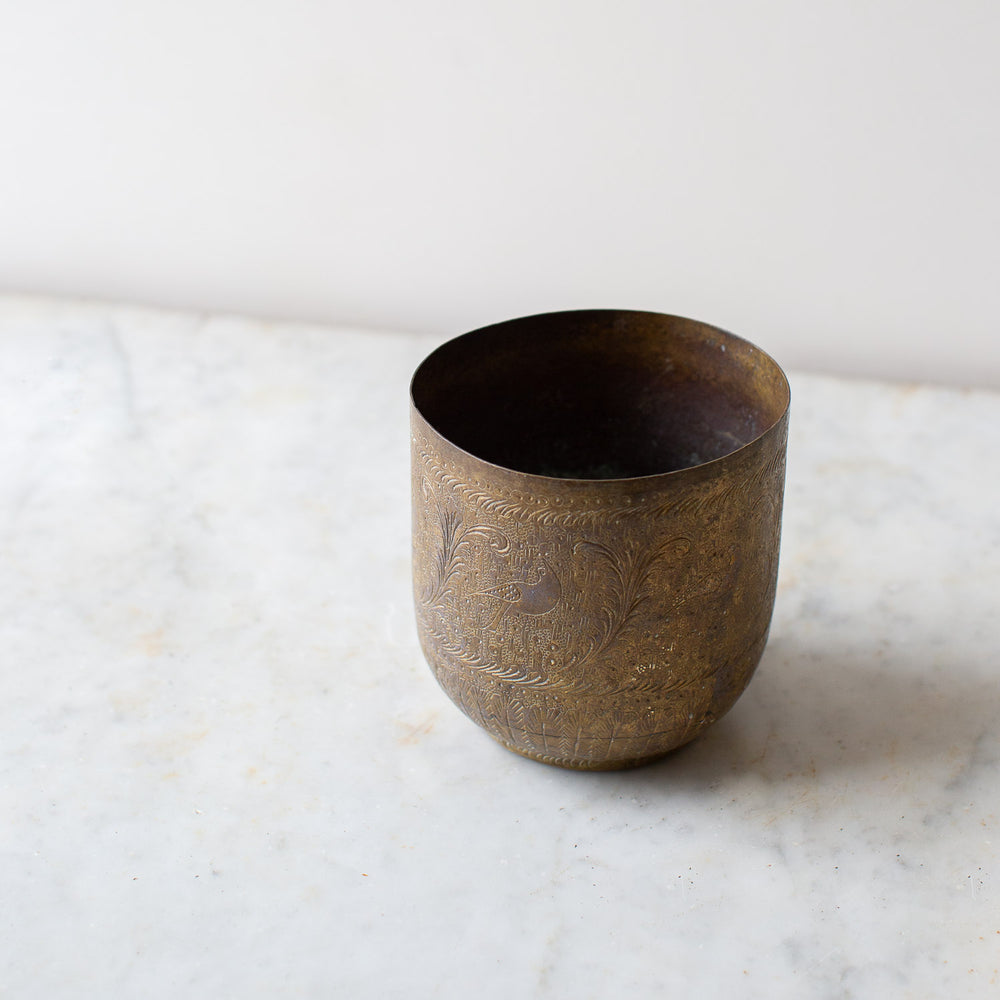 Antique Indian Brass Flower Pot