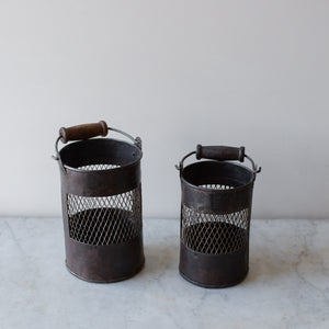 Metal Industrial Candle Holder with Wooden Handle
