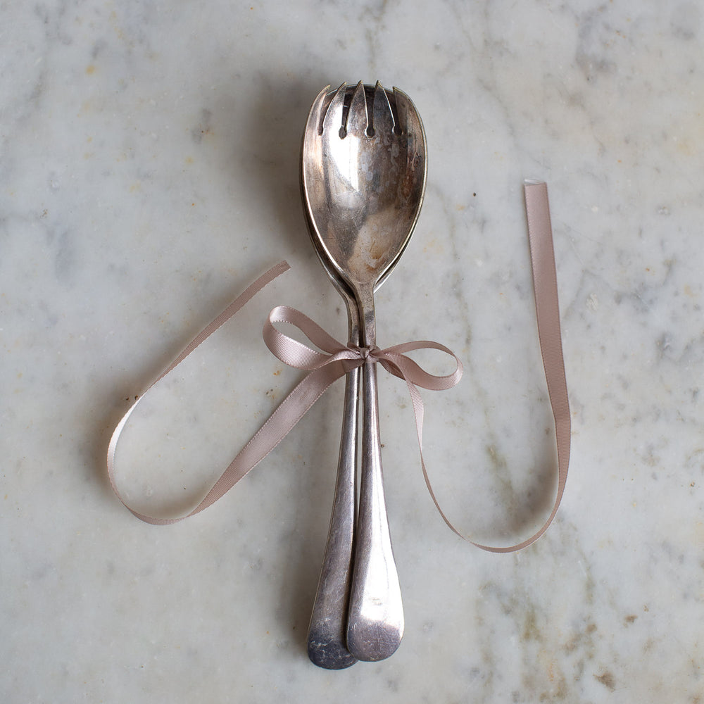 Simple Vintage Serving Spoon and Fork set