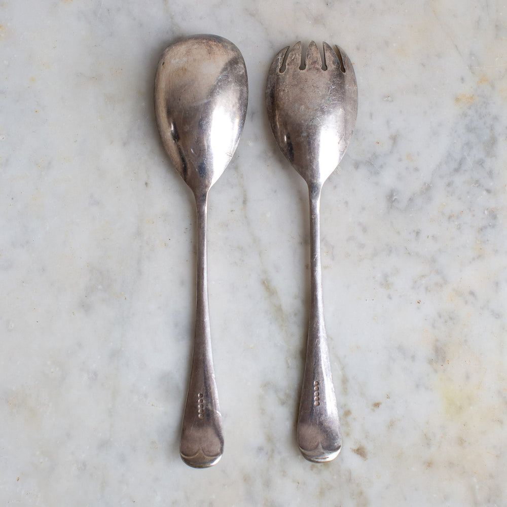 Simple Vintage Serving Spoon and Fork set