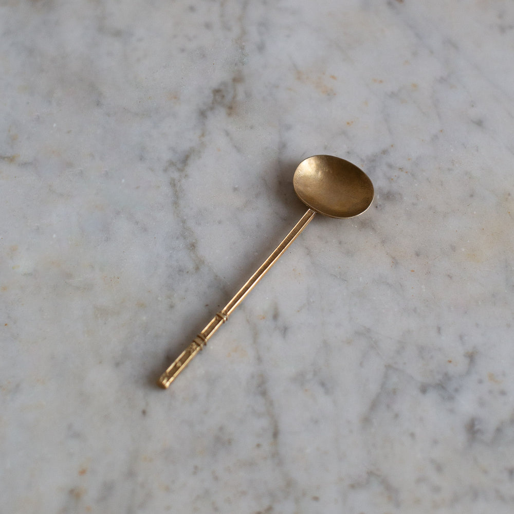 Handcrafted Brass Lines and Leaves Spoon