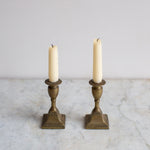 Vintage Brass Candle Holders With Square Base