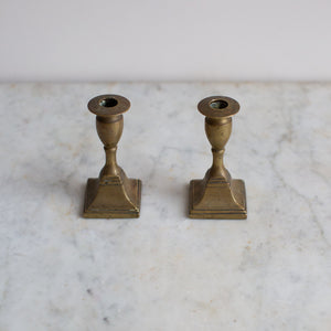Vintage Brass Candle Holders With Square Base