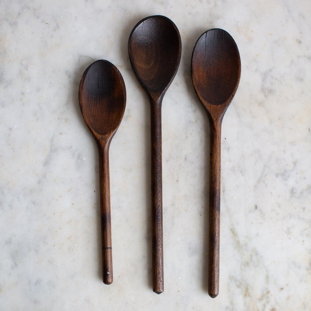 Vintage Hand Carved Wooden Cooking Spoon Set I