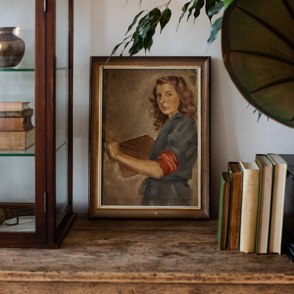 Vintage Oil on Canvas Painting of Artist's Wife
