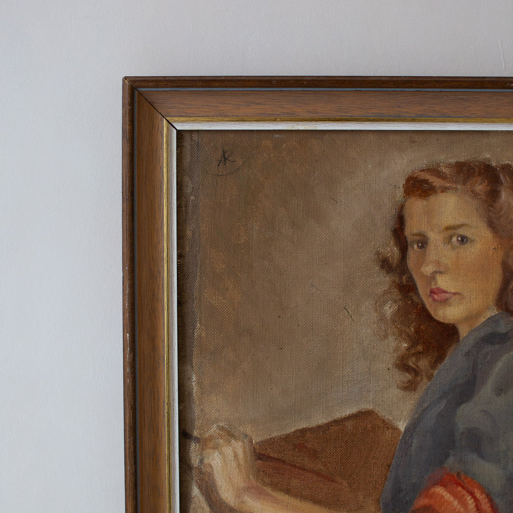 Vintage Oil on Canvas Painting of Artist's Wife