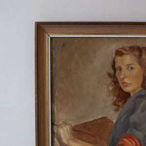 Vintage Oil on Canvas Painting of Artist's Wife