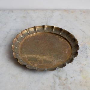 Small Vintage Scalloped Edge Brass Tray
