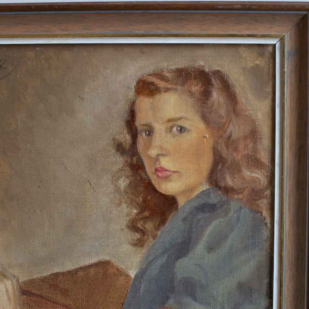 Vintage Oil on Canvas Painting of Artist's Wife