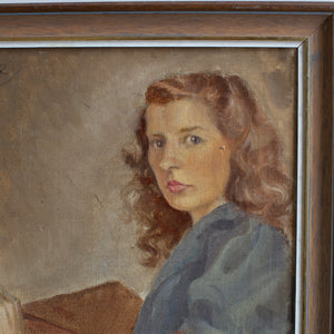 Vintage Oil on Canvas Painting of Artist's Wife