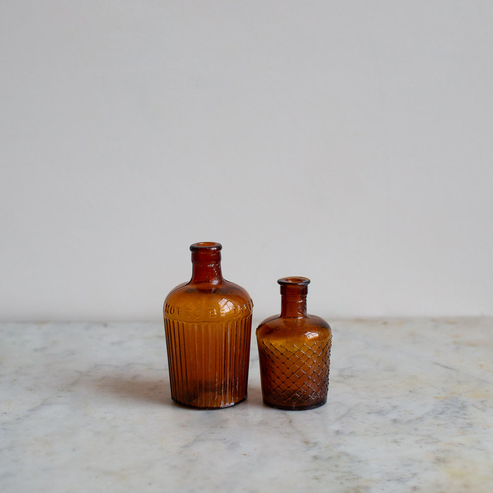 Vintage Brown Glass Bottle Set