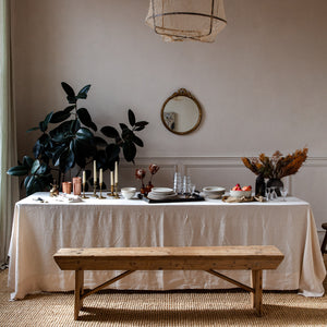 HANDMADE LINEN TABLECLOTH IN WARM WHITE