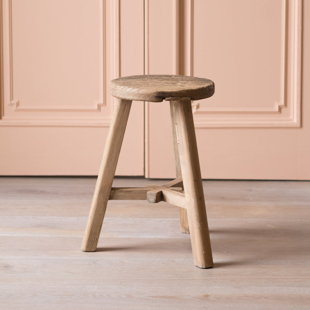 Round Reclaimed Elm Stools – Ellei Home