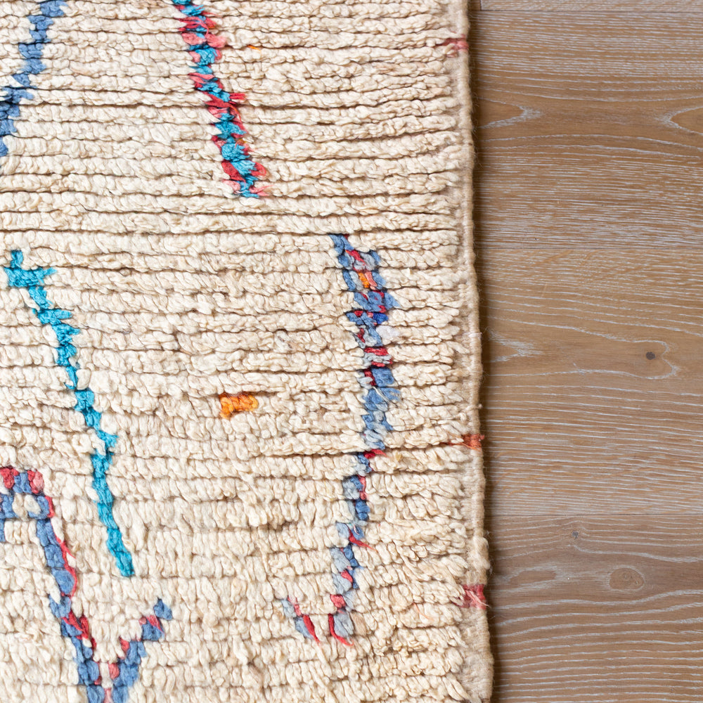 Vintage Moroccan Amazigh Azilal Rug in Cream with Blue – Ellei Home