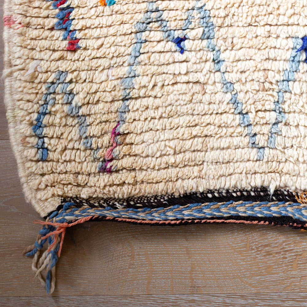 Vintage Moroccan Amazigh Azilal Rug in Cream with Blue – Ellei Home