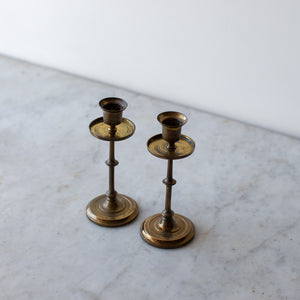 
            
                Load image into Gallery viewer, VINTAGE PAIR OF SMALL BRASS CANDLESTICKS
            
        