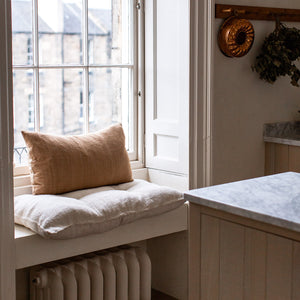 HANDMADE BENCH CUSHION FROM ANTIQUE LINEN