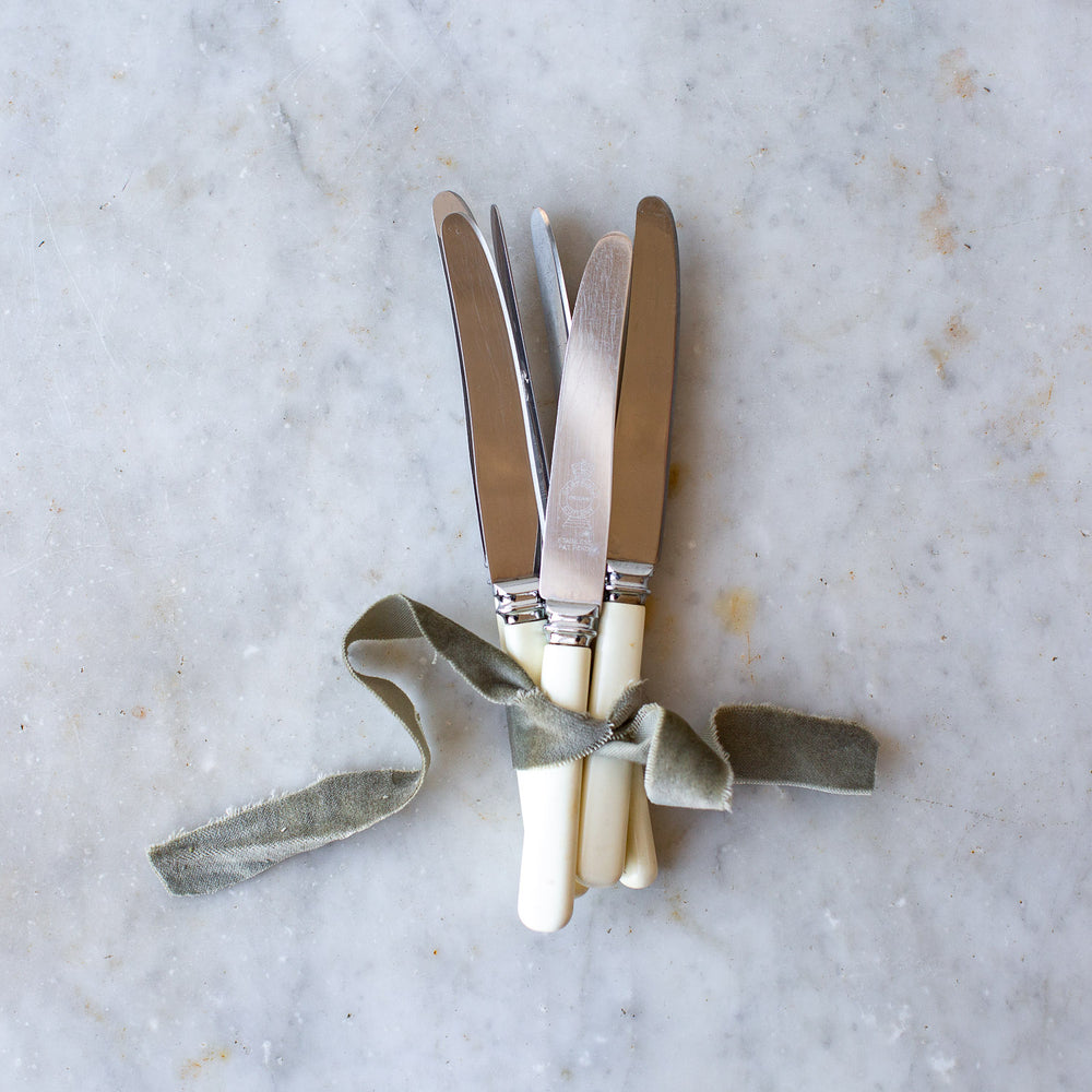 Vintage Sheffield England Faux Bone Handle Knife Set I