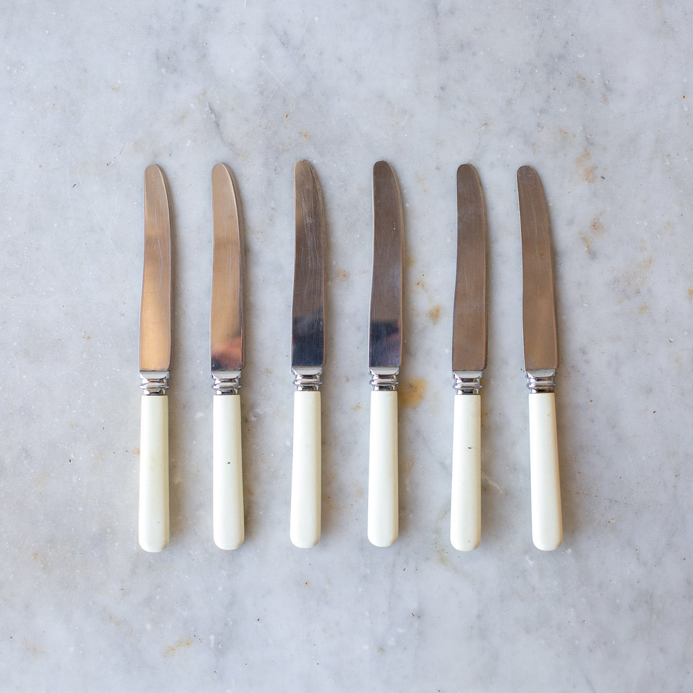 Vintage Sheffield England Faux Bone Handle Knife Set I