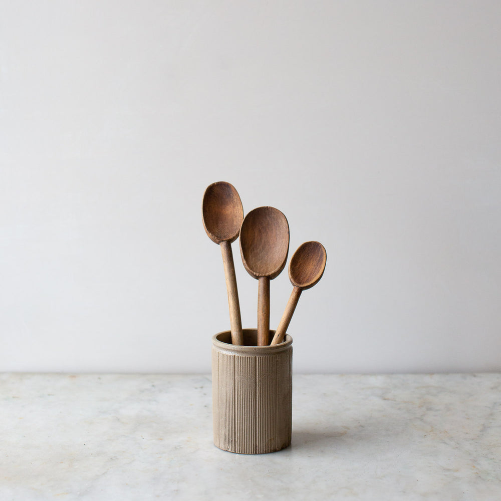 VINTAGE HAND CARVED WOODEN COOKING SPOONS SET