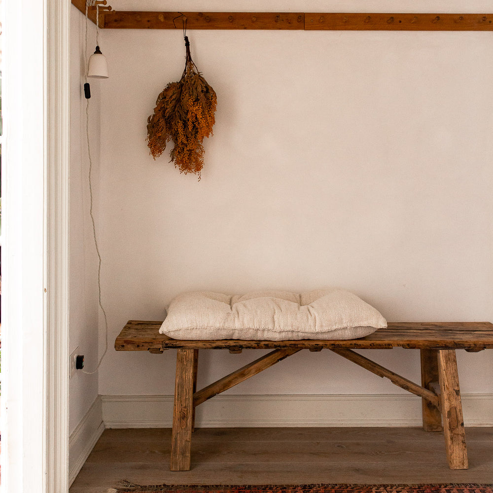 HANDMADE BENCH CUSHION FROM ANTIQUE LINEN