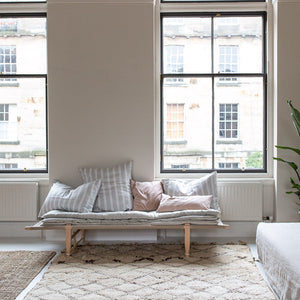 EX-PROP -Grey Striped Belgian Linen Cushion Covers