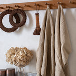 HANDMADE WAFFLE LINEN KITCHEN TOWEL IN HAY